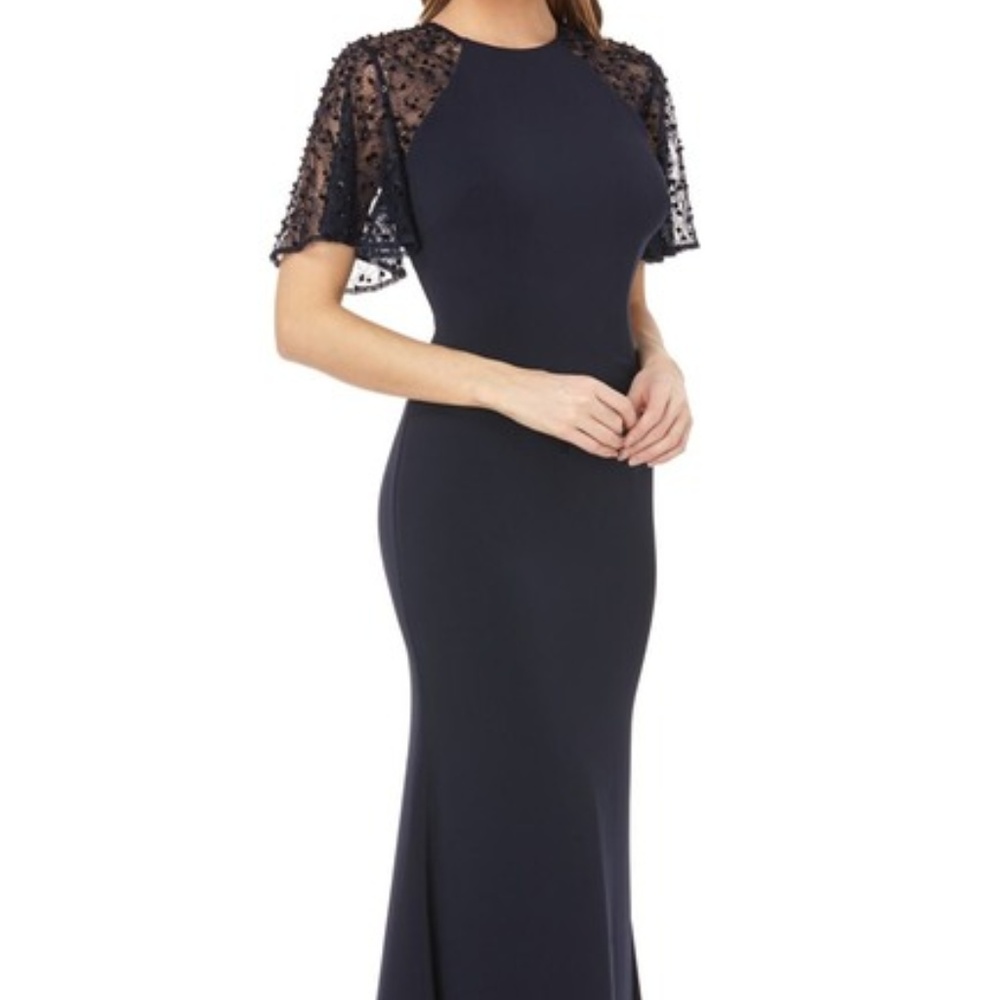 Carmen Marc Valvo Infusion Sequin  Crepe Gown
